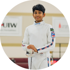Vivek, young fencer at Olympian Fencing Club in San Antonio, TX