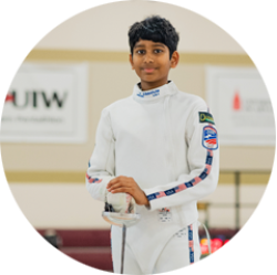 Vivek, young fencer at Olympian Fencing Club in San Antonio, TX